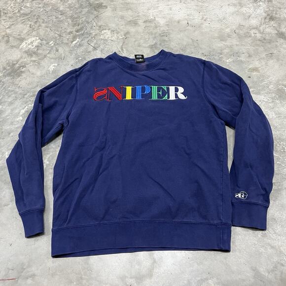 Sniper Gang Kodak Black Embroidered Crewneck Sweatshirt Navy Mens Size Large - Picture 1 of 8